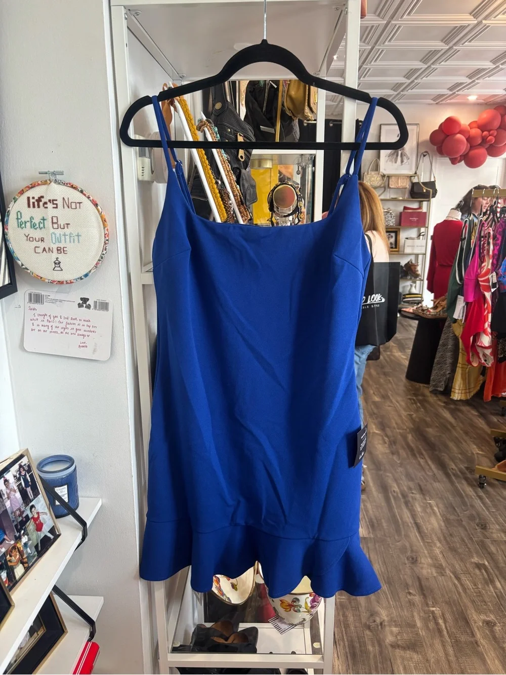 Lulu's Cobalt Blue Slip Dress with Ruffle Hem